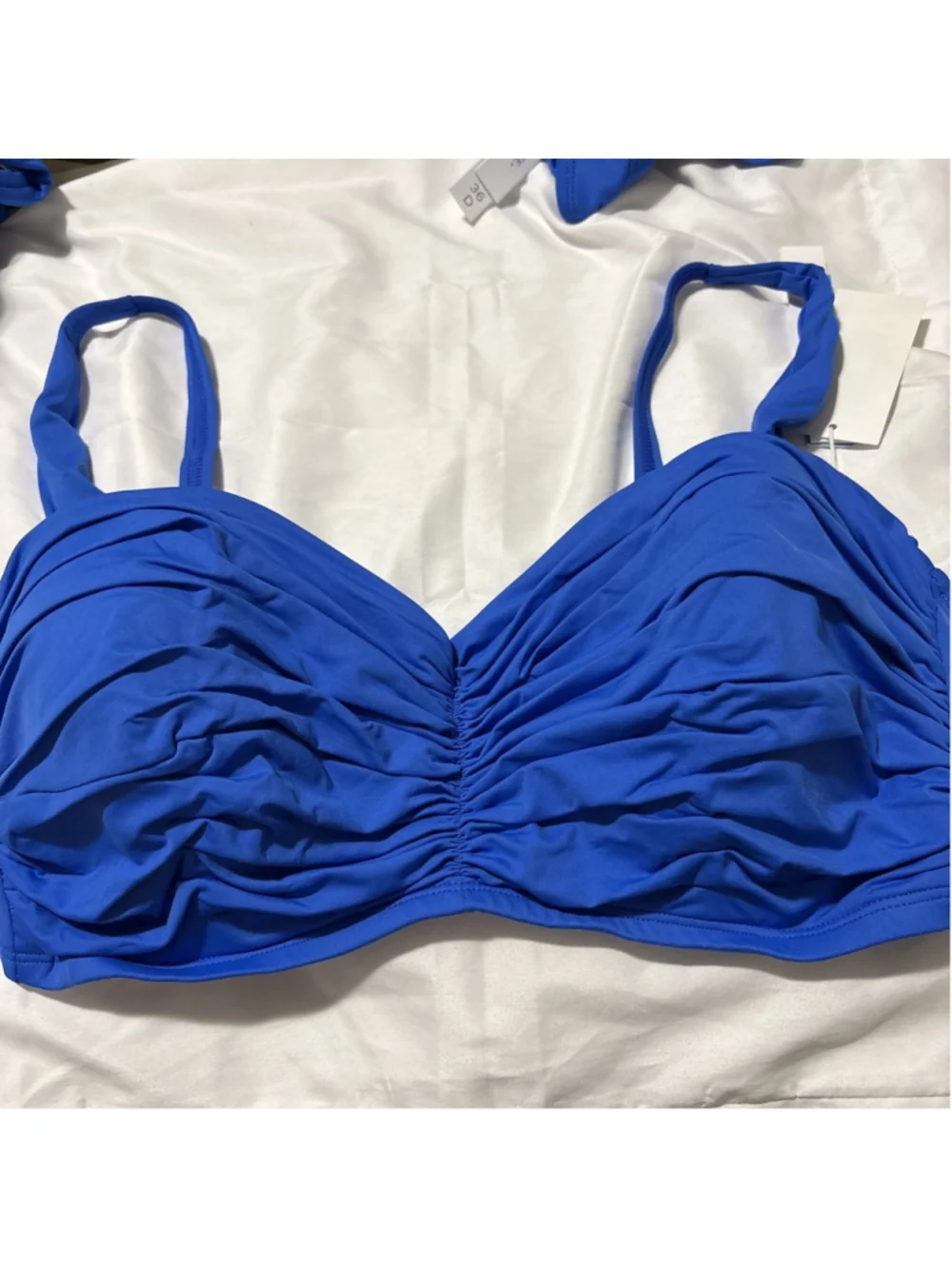 Bleu by Rod Beattie Womens Blue Key Item Shirred Bikini Top Size 36D